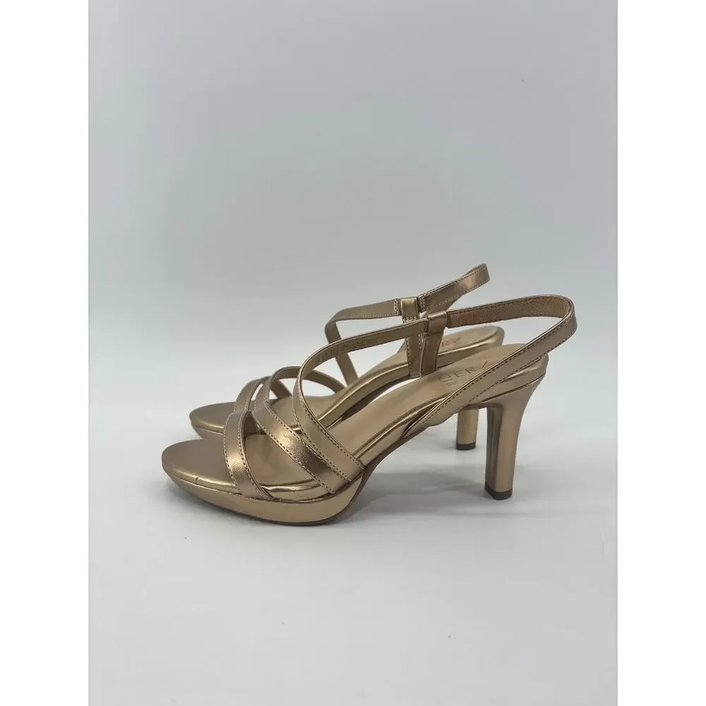 Naturalizer Gold Sandals Size 8 Brenta Womens Formal Event Wedding